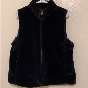 JCrew Factory Faux Fur Vest Navy Blue Large